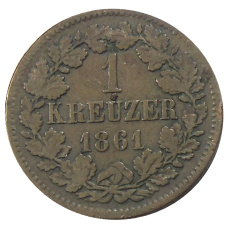 Монета 1 крейцер 1861 года Германские государства — Баден (аверс)