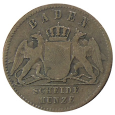 Монета 1 крейцер 1861 года Германские государства — Баден (реверс)