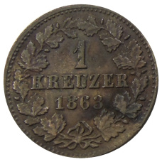 Монета 1 крейцер 1863 года Германские государства — Нассау (аверс)