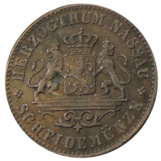 Монета 1 крейцер 1863 года Германские государства — Нассау (реверс)