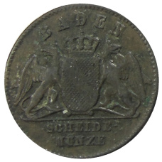Монета 1 крейцер 1859 года Германские государства — Баден (реверс)