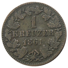 Монета 1 крейцер 1861 года Германские государства — Нассау (аверс)