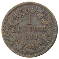 Монета 1 крейцер 1860 года Германские государства — Баден (аверс)