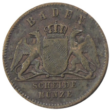 Монета 1 крейцер 1860 года Германские государства — Баден (реверс)
