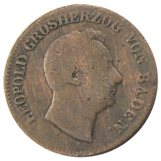 Монета 1 крейцер 1849 года Германские государства — Баден (реверс)