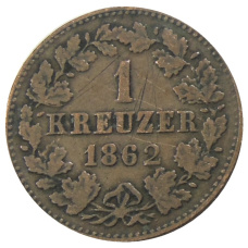 Монета 1 крейцер 1862 года Германские государства — Нассау (аверс)