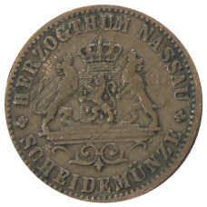 Монета 1 крейцер 1862 года Германские государства — Нассау (реверс)