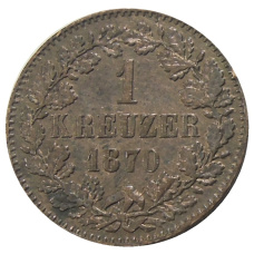 Монета 1 крейцер 1870 года Германские государства — Баден (аверс)