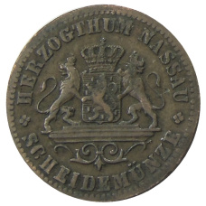 Монета 1 крейцер 1861 года Германские государства — Нассау (реверс)