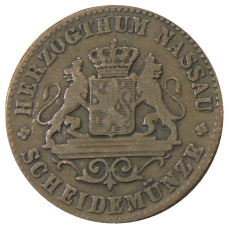 Монета 1 крейцер 1859 года Германские государства — Нассау (реверс)