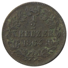 Монета 1/2 крейцера 1864 года Германские государства — Баден (аверс)