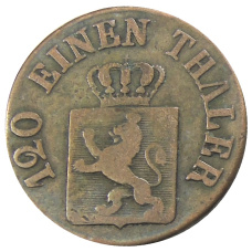 Монета 3 гелера 1843 года Германские государства — Гессен-Кассель (реверс)