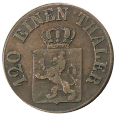 Монета 3 гелера 1843 года Германские государства — Гессен-Кассель (реверс)