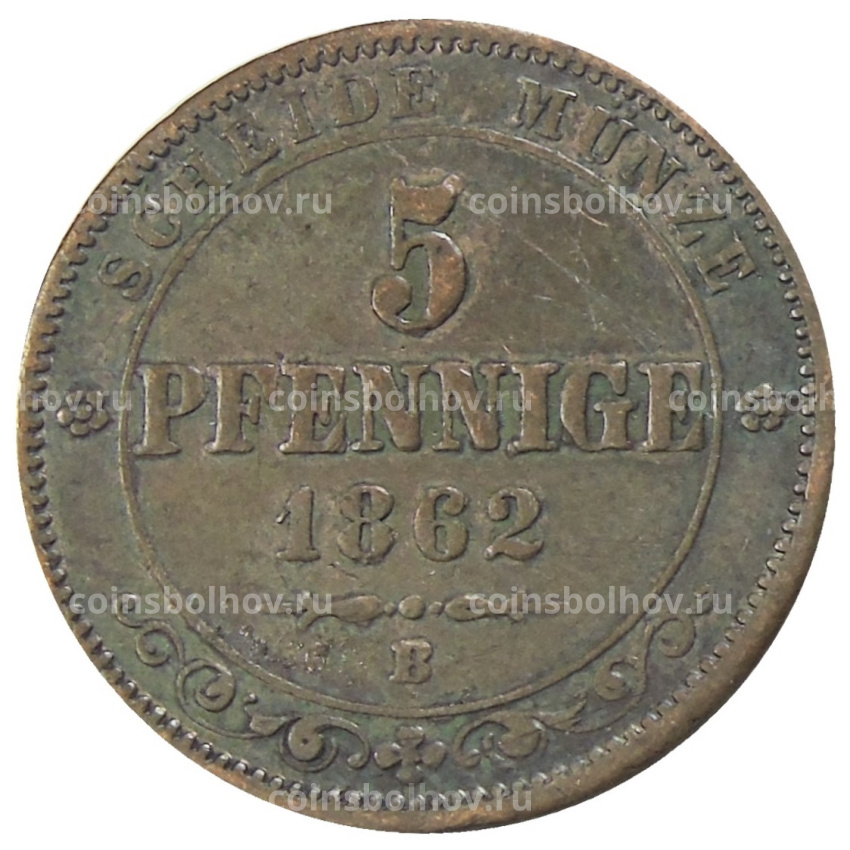 Монета 5 пфеннигов 1862 года Германские государства — Саксония