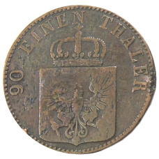 Монета 4 пфеннинга 1857 года A Германские государства — Пруссия (реверс)