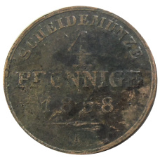 Монета 4 пфеннинга 1858 года A Германские государства — Шаумбург-Липпе (аверс)