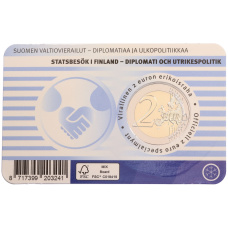 Монета 2 евро 2025 года Финляндия «Дипломатия и внешняя политика» (Синий блистер — надписи на лицевой стороне на английском) (реверс)