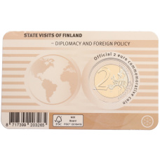 Монета 2 евро 2025 года Финляндия «Дипломатия и внешняя политика» (Бежевый блистер — надписи на лицевой стороне на финском) (реверс)