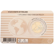 Монета 2 евро 2025 года Финляндия «Дипломатия и внешняя политика» (Бежевый блистер — надписи на лицевой стороне на финском) (реверс)