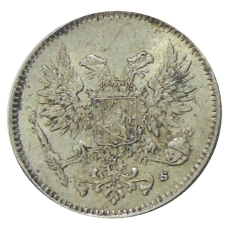 Монета 50 пенни 1917 года Русская Финляндия — Орел без корон (Временное правительство) (реверс)