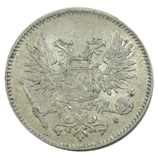 Монета 50 пенни 1917 года Русская Финляндия — Орел без корон (Временное правительство) (реверс)