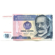 Банкнота 10 инти 1986 года Перу