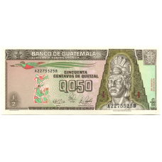 Банкнота 1/2 кэтцаля 1989 года Гватемала (аверс)