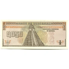 Банкнота 1/2 кэтцаля 1989 года Гватемала (вид 2)
