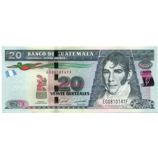 Банкнота 20 кэтцалей 2020 года Гватемала (аверс)