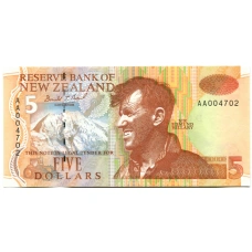 Банкнота 5 долларов 1999 года Новая Зеландия (аверс)
