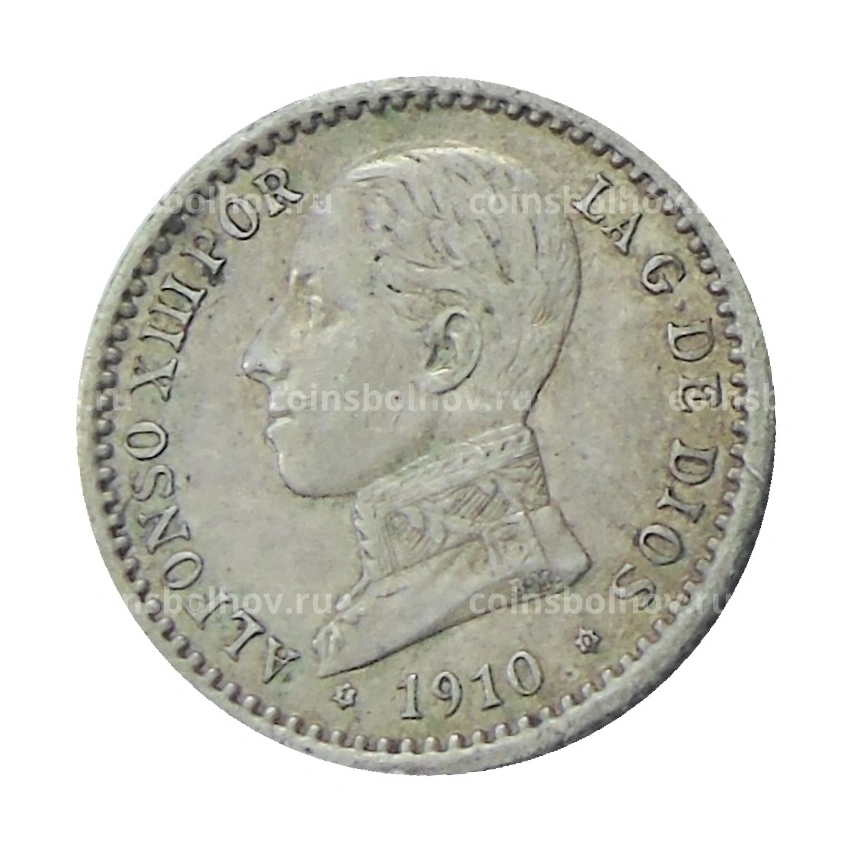 Монета 50 сентимо 1910 года Испания