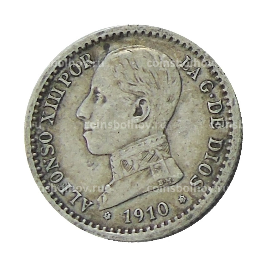 Монета 50 сентимо 1910 года Испания