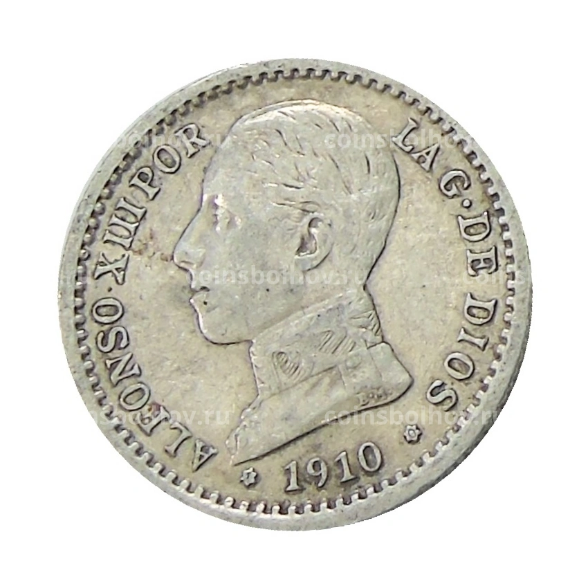 Монета 50 сентимо 1910 года Испания