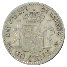 Монета 50 сентимо 1910 года Испания (реверс)