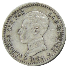 Монета 50 сентимо 1904 (10) года Испания (аверс)