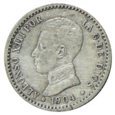 Монета 50 сентимо 1904 (10) года Испания (аверс)