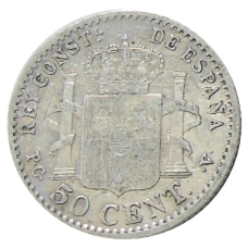 Монета 50 сентимо 1904 (10) года Испания (реверс)