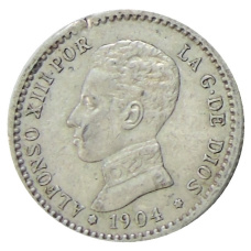 Монета 50 сентимо 1904 года Испания (аверс)