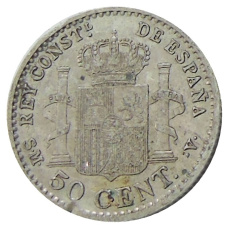 Монета 50 сентимо 1904 года Испания (реверс)