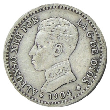 Монета 50 сентимо 1904 (10) года Испания (аверс)