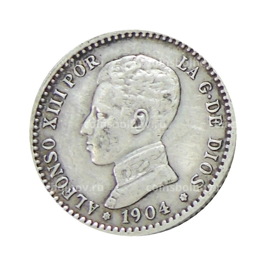 Монета 50 сентимо 1904 года Испания