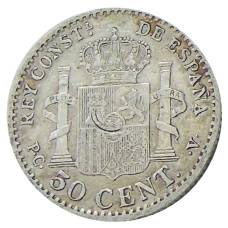 Монета 50 сентимо 1904 (10) года Испания (реверс)