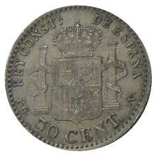 Монета 50 сентимо 1904 (10) года Испания (реверс)