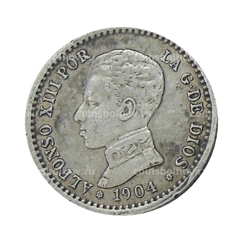 Монета 50 сентимо 1904 года Испания