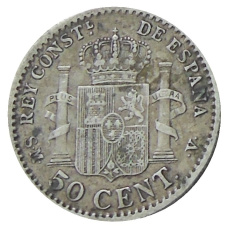 Монета 50 сентимо 1904 года Испания (реверс)