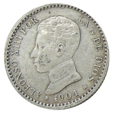 Монета 50 сентимо 1904 года Испания (аверс)