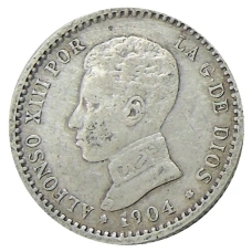 Монета 50 сентимо 1904 года Испания (аверс)