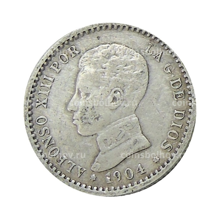 Монета 50 сентимо 1904 года Испания