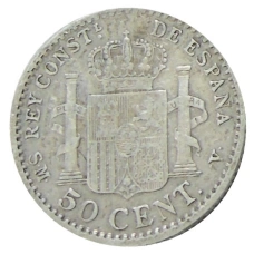 Монета 50 сентимо 1904 года Испания (реверс)