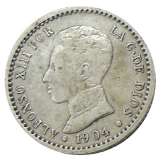 Монета 50 сентимо 1904 года Испания (аверс)